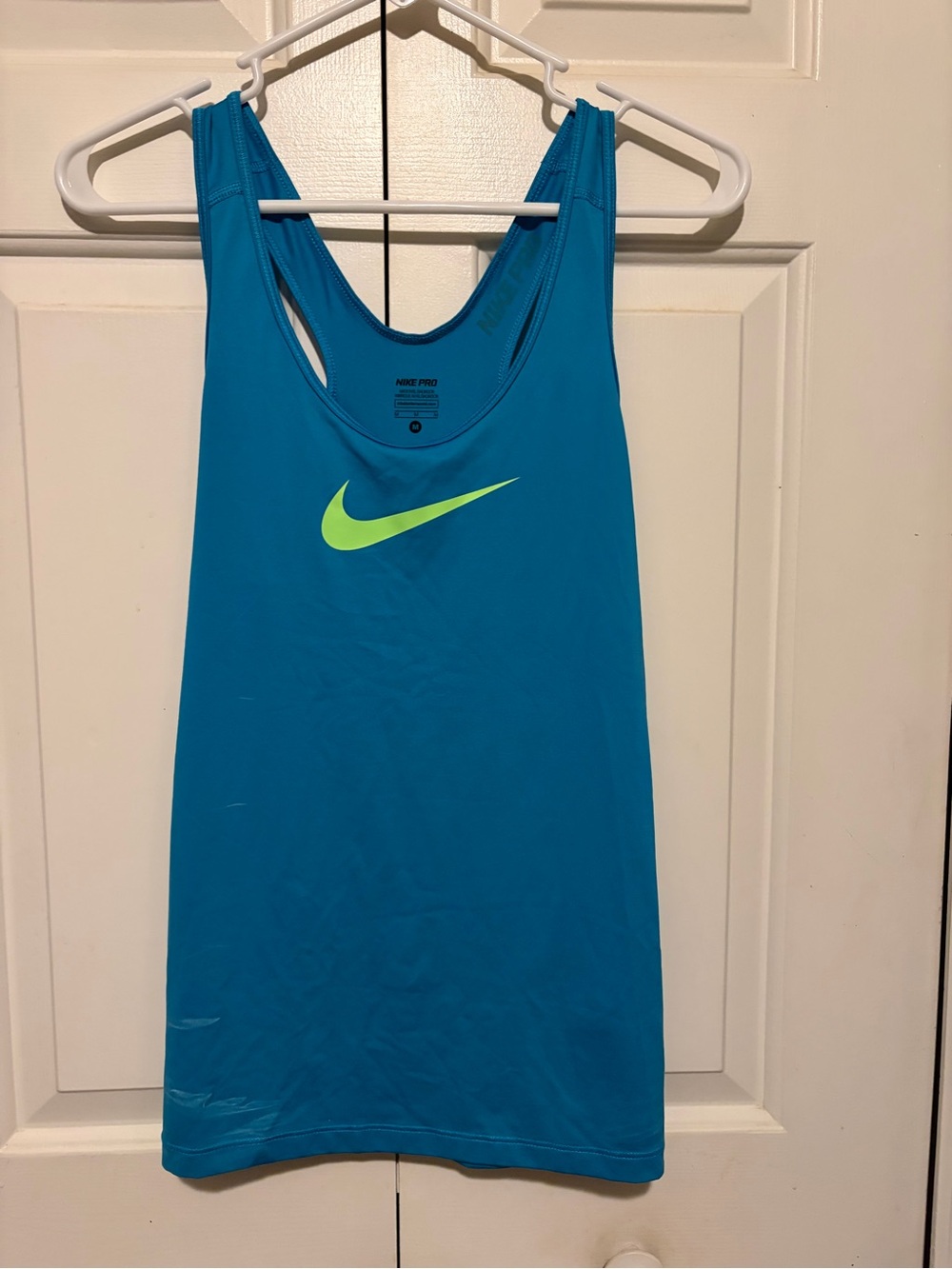 Nike Blue Racerback Tank with Neon Green Swoosh